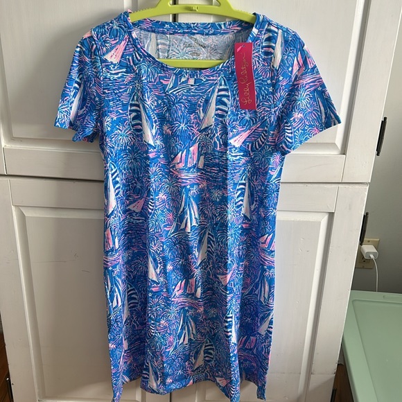 🆕 Lilly Pulitzer Cody Short Sleeve Dress in Boca Blue It's a Sailabration XS - Picture 11 of 11